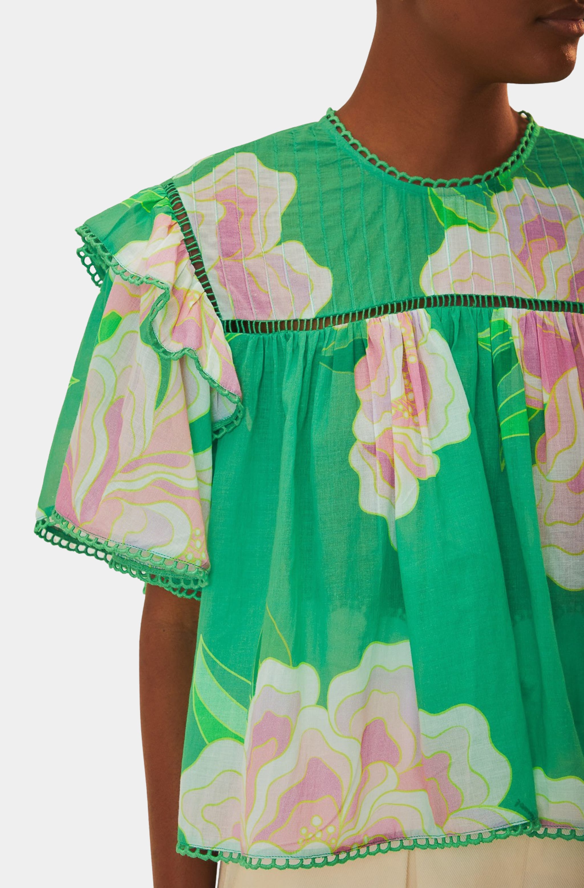 Floral Vibing Green Blouse