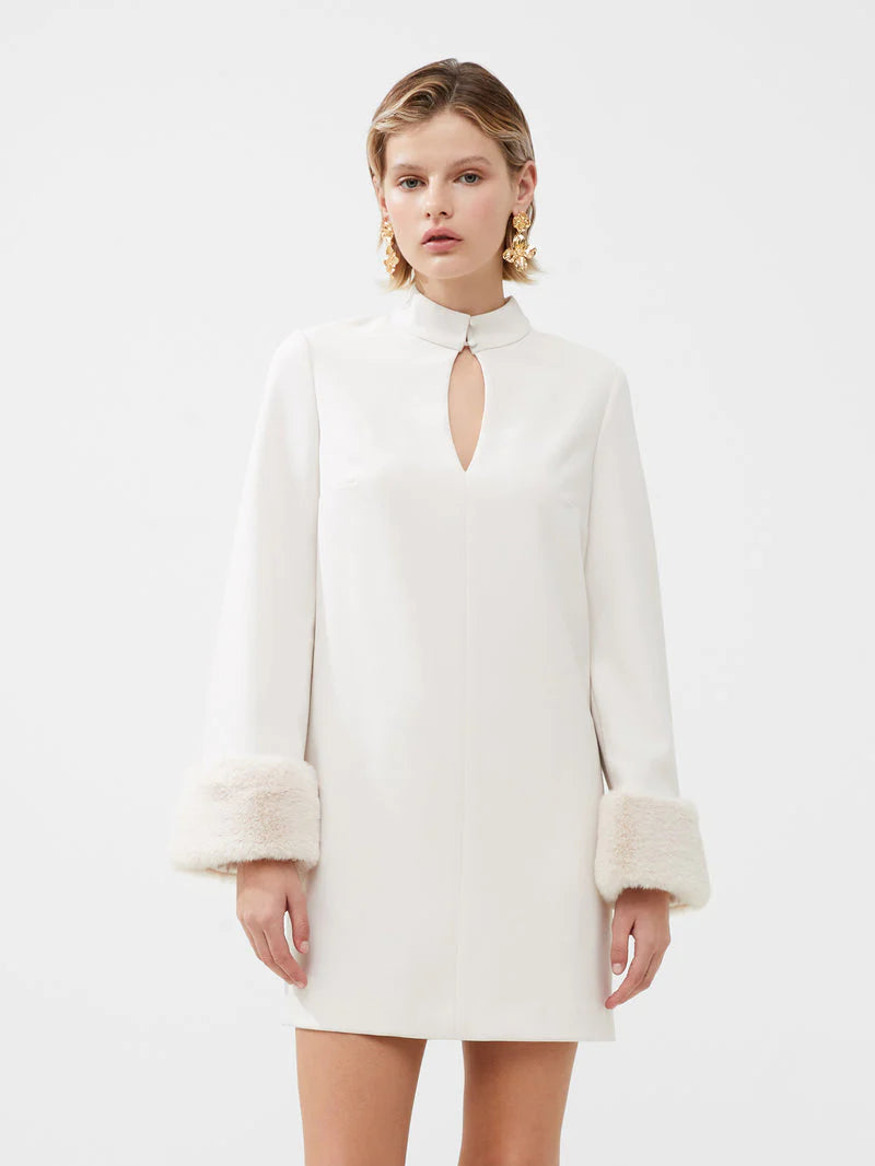 Whisper Ruth Faux Fur Trim Mini Dress