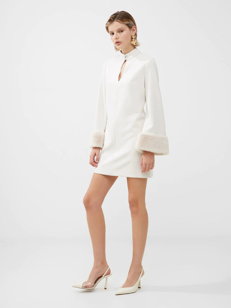 Whisper Ruth Faux Fur Trim Mini Dress