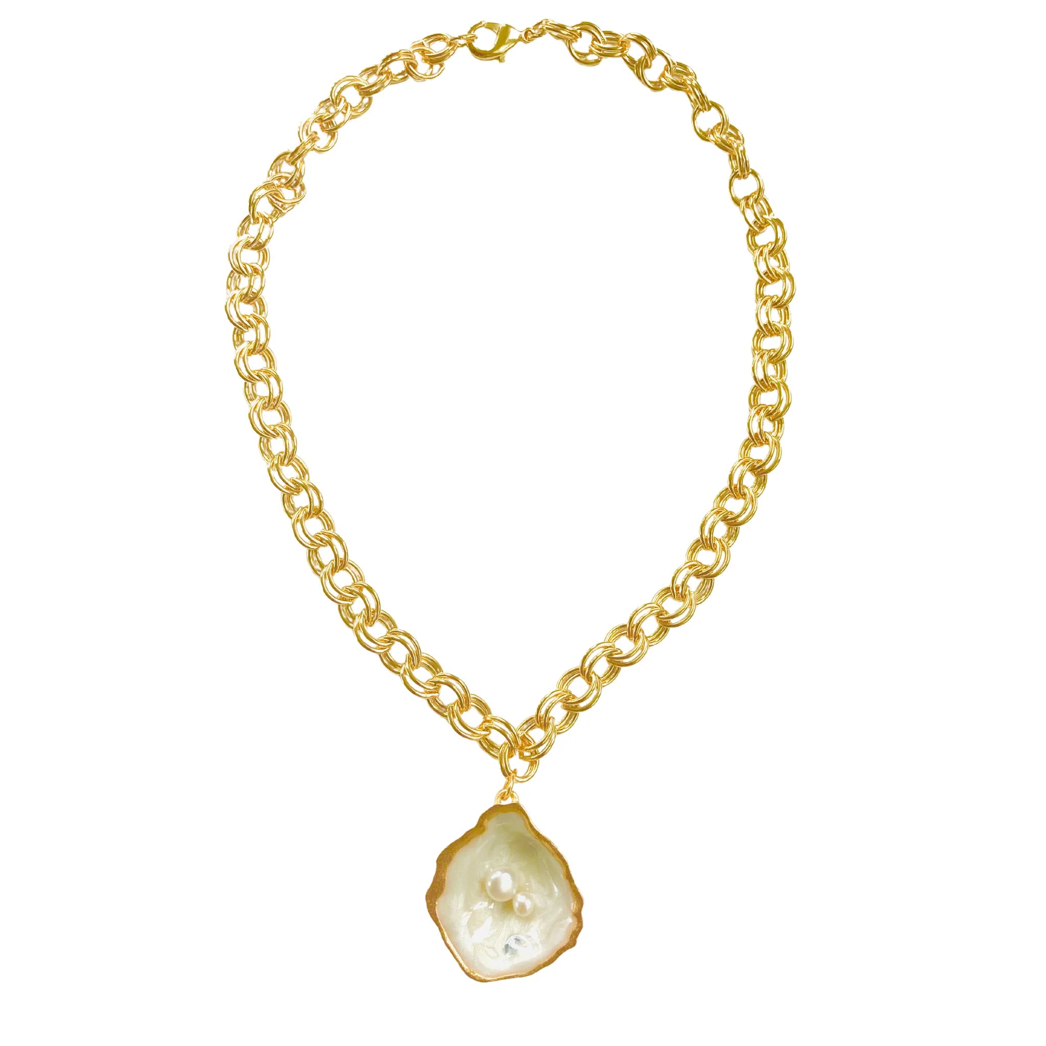 The Pink Reef Hand-painted Oyster Necklace