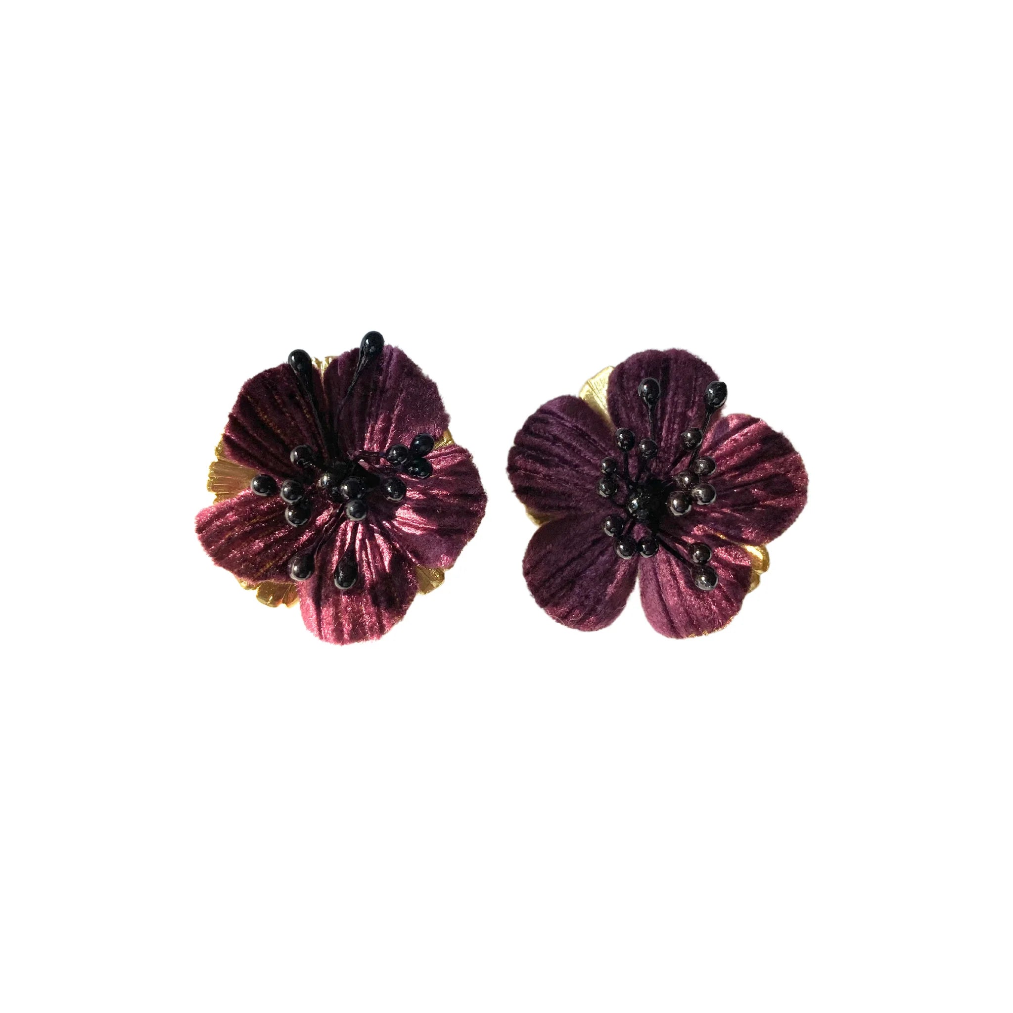 Purple Velvet Hand Cut Floral Earrings