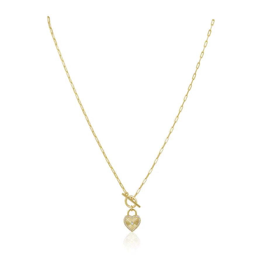 Heart Locked Toggle Necklace 17"