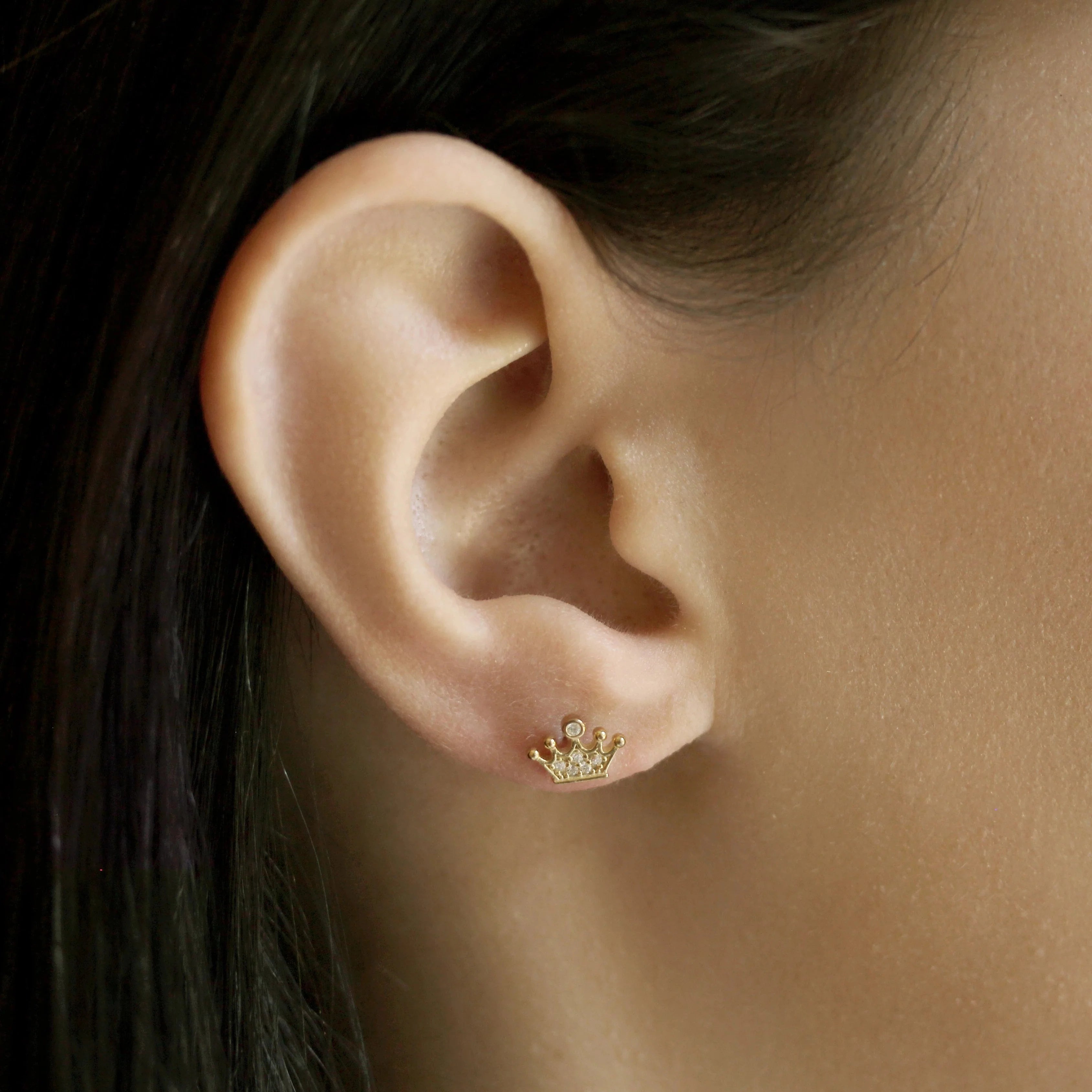 Crown Studs With Pave Cz Detail