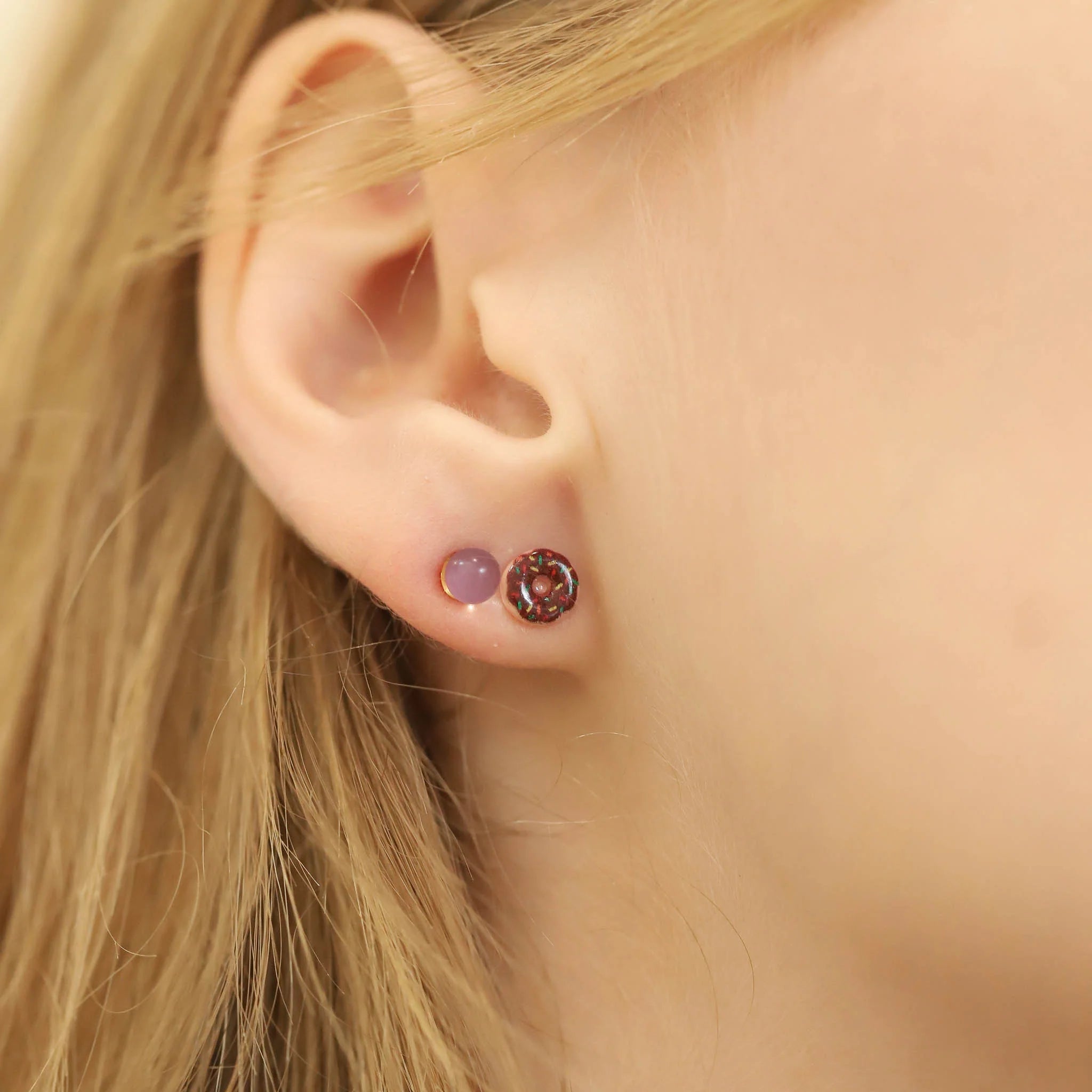 Glazed Donut Mismatched Studs
