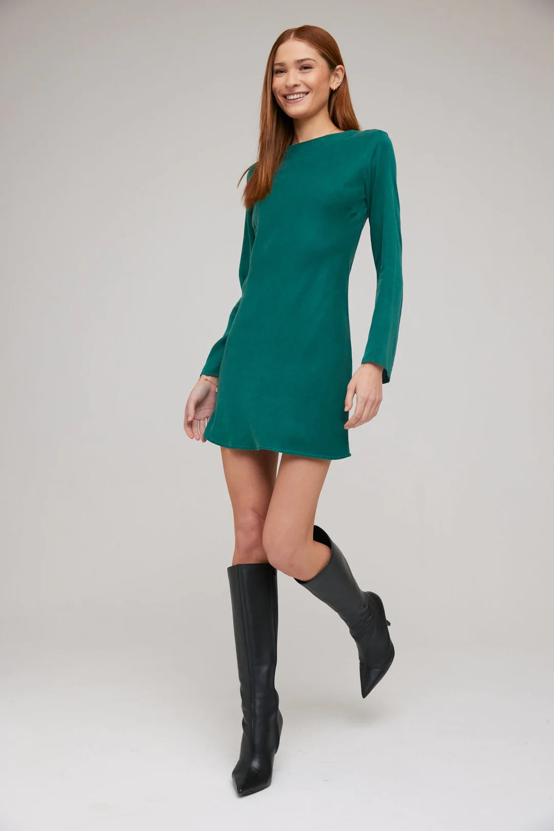 Long Sleeve Bias Mini Dress