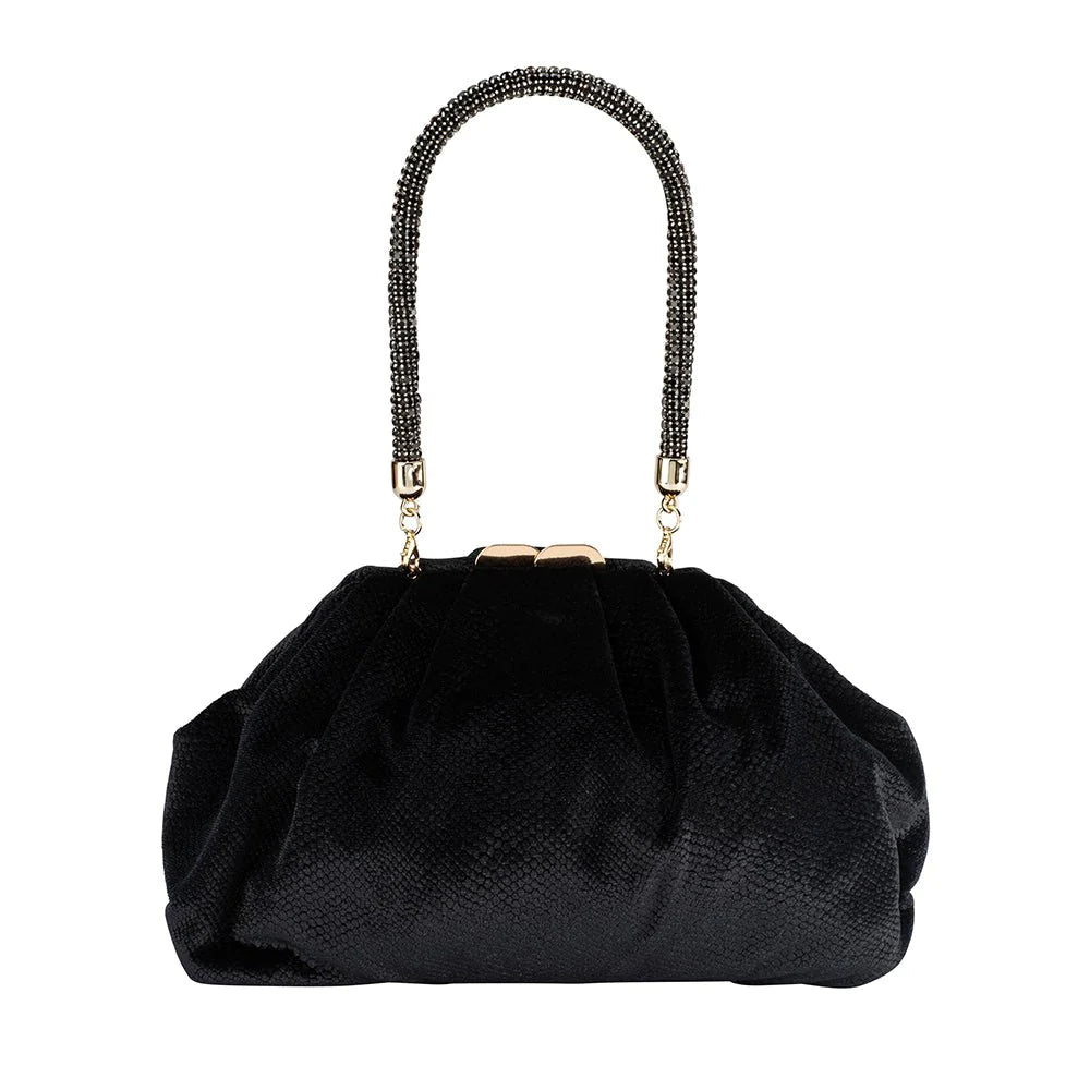 Caitlin Velvet Crystal Handle Bag