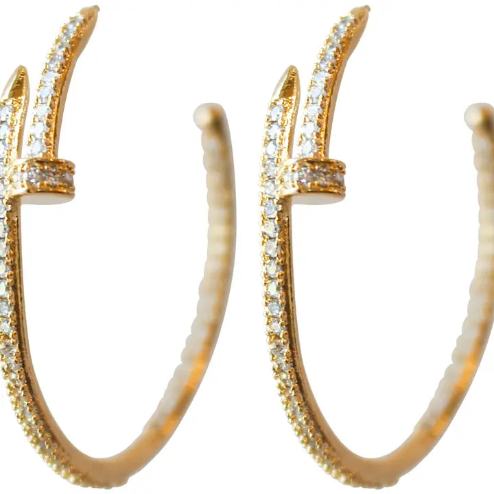 Emma Nail Cz Hoop Earrings