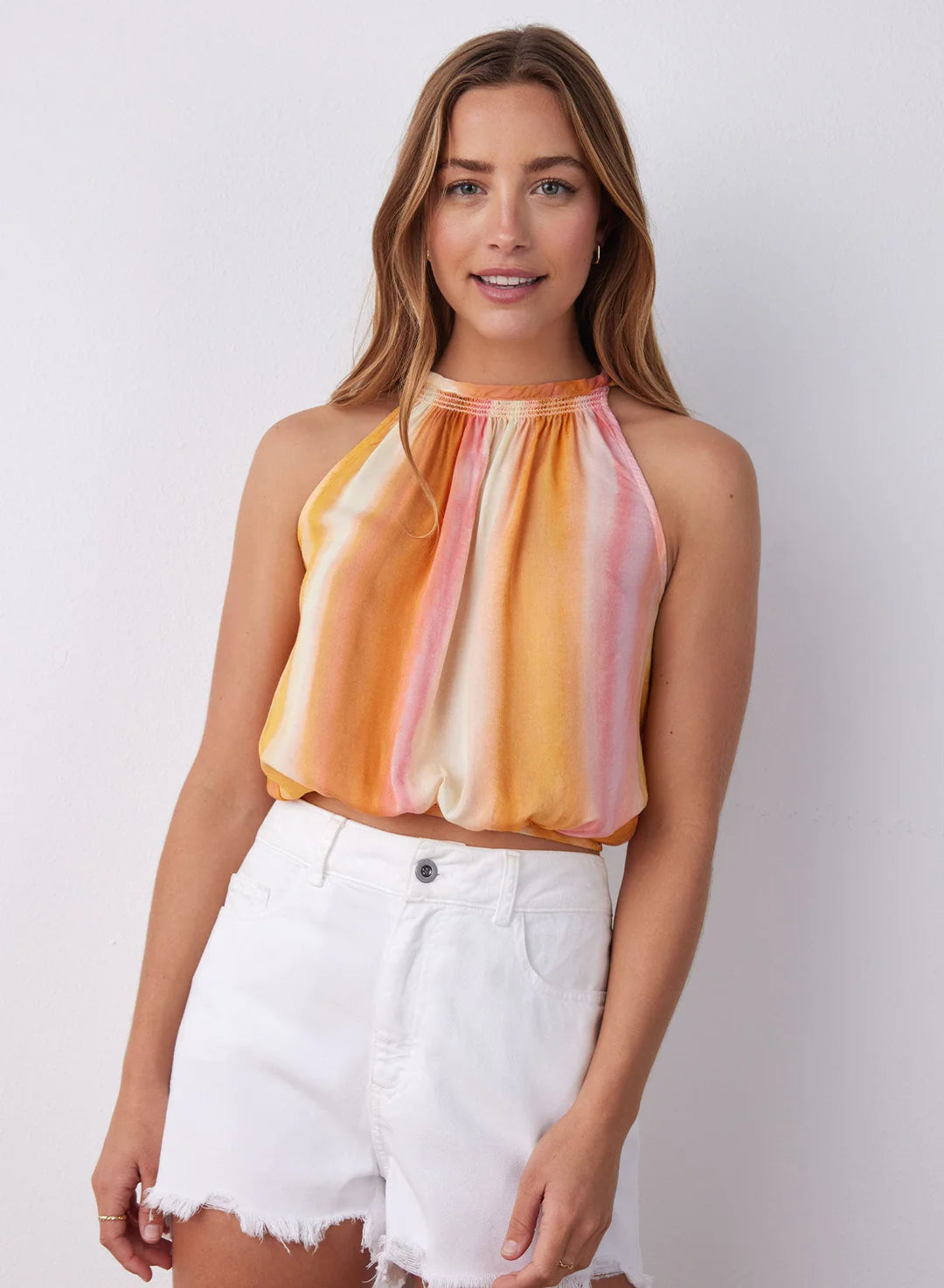 Smocked Tie Back Halter Top