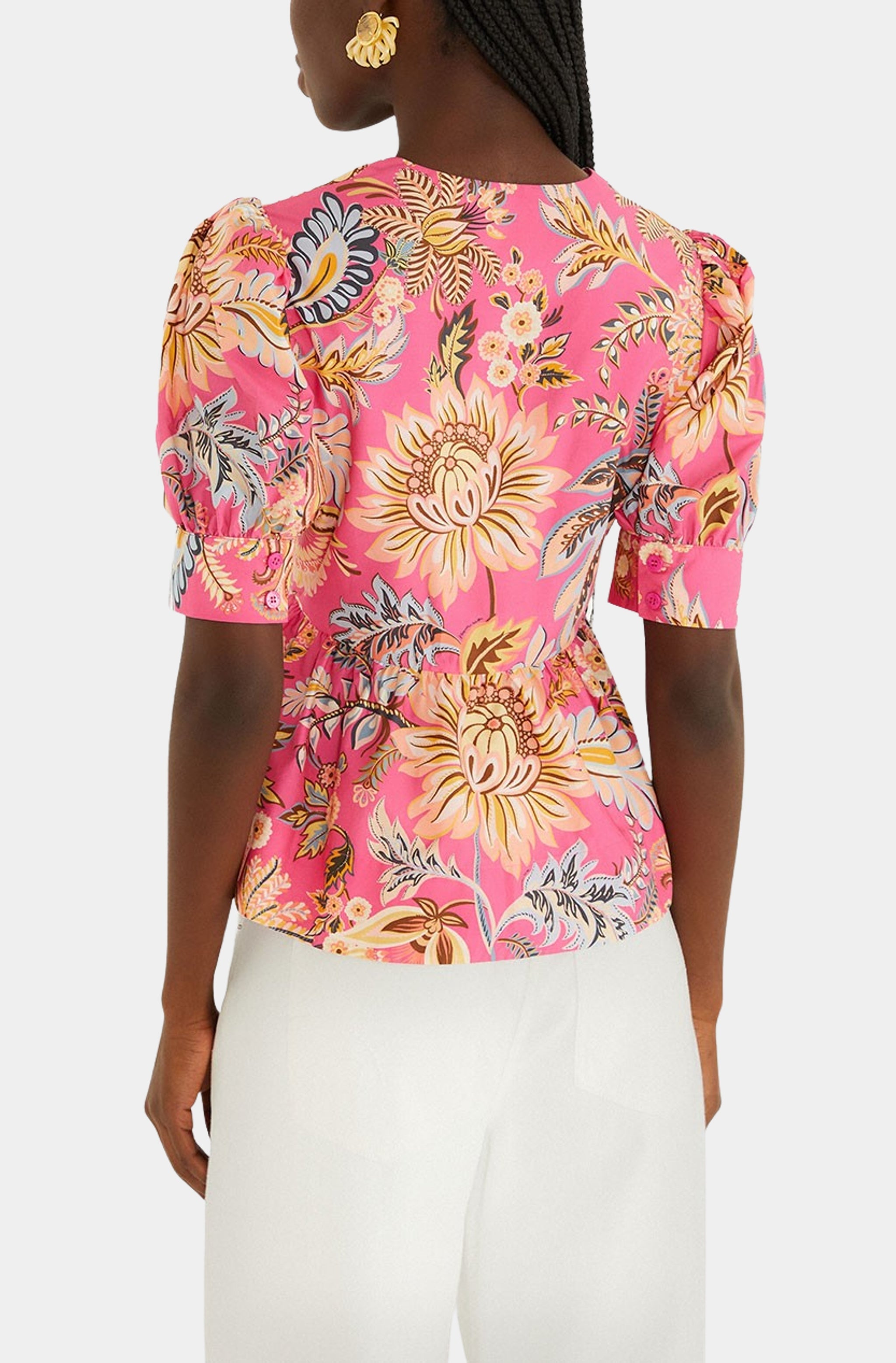 Ligia Floral Pink Short Sleeve Blouse