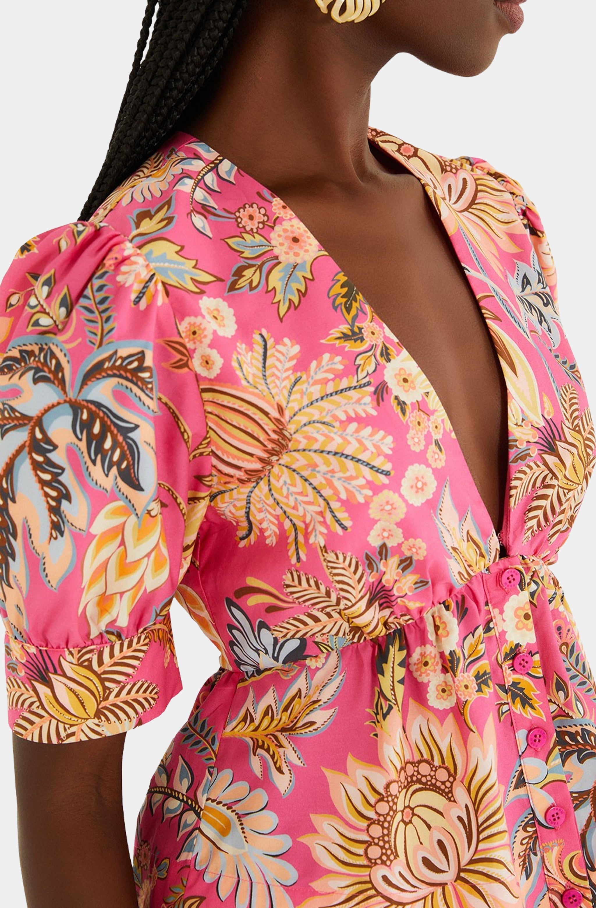 Ligia Floral Pink Short Sleeve Blouse