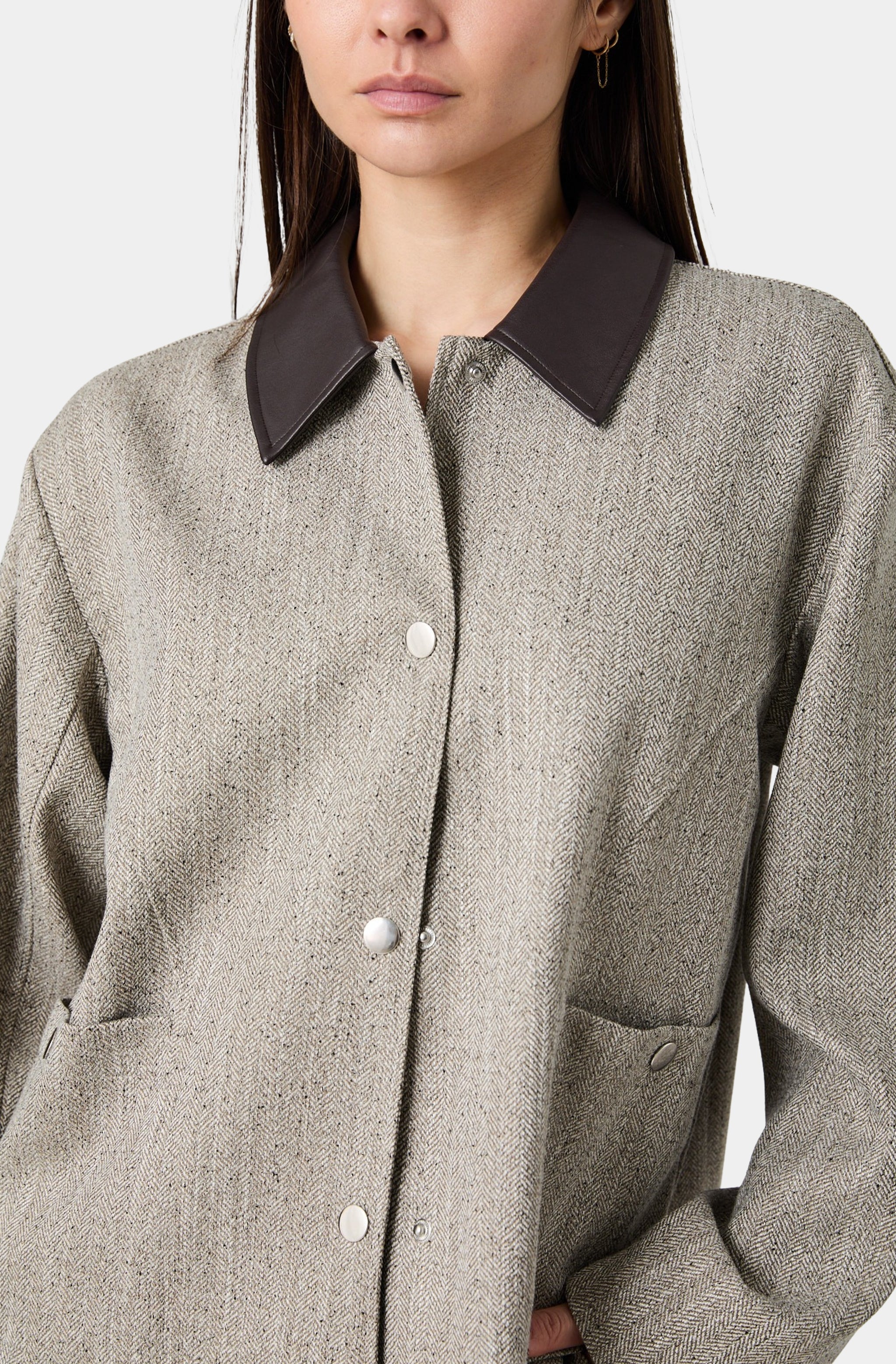 Speckled Herringbone Cropped Jacket