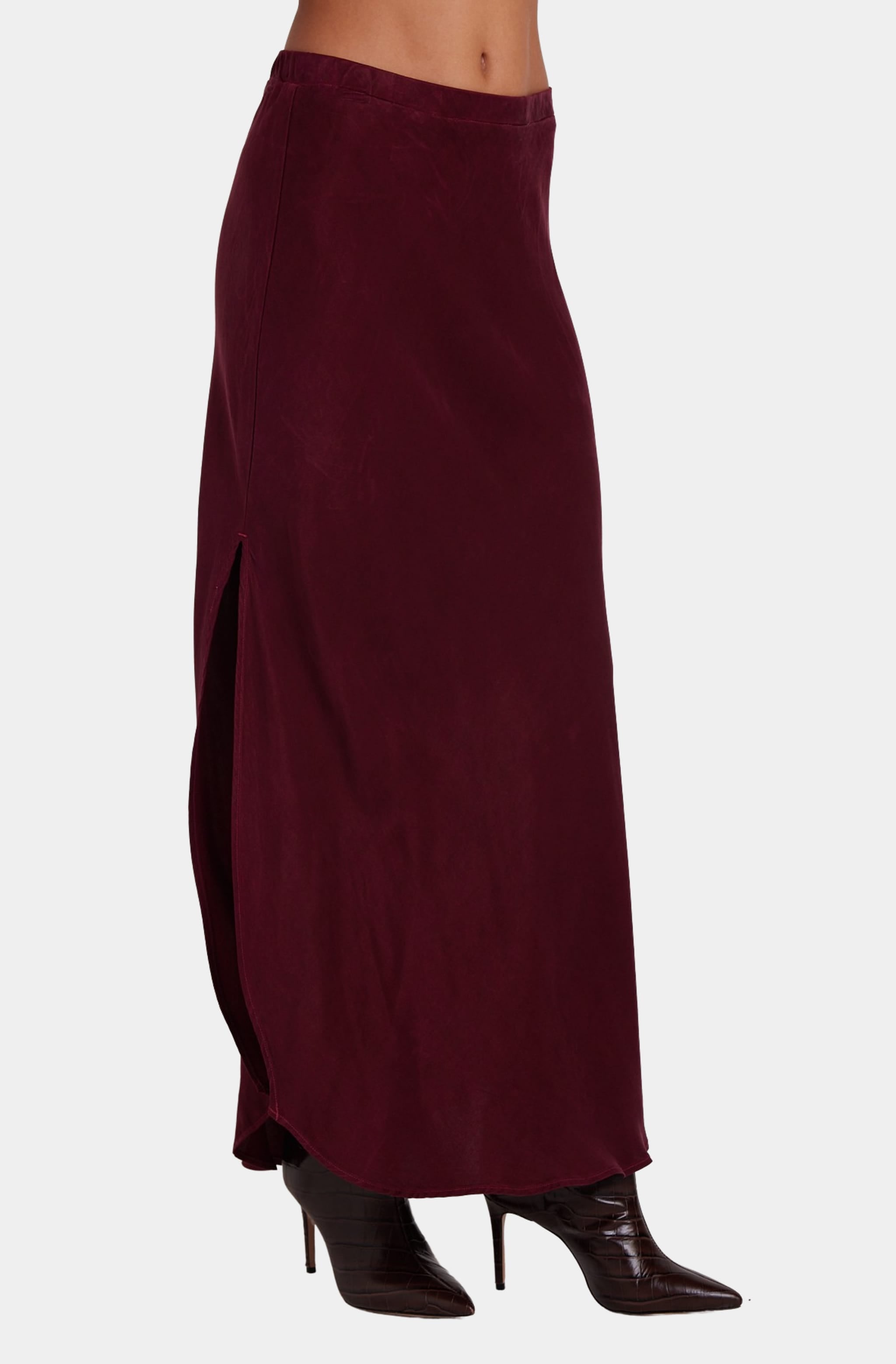 Asymmetric Side Slit Bias Skirt