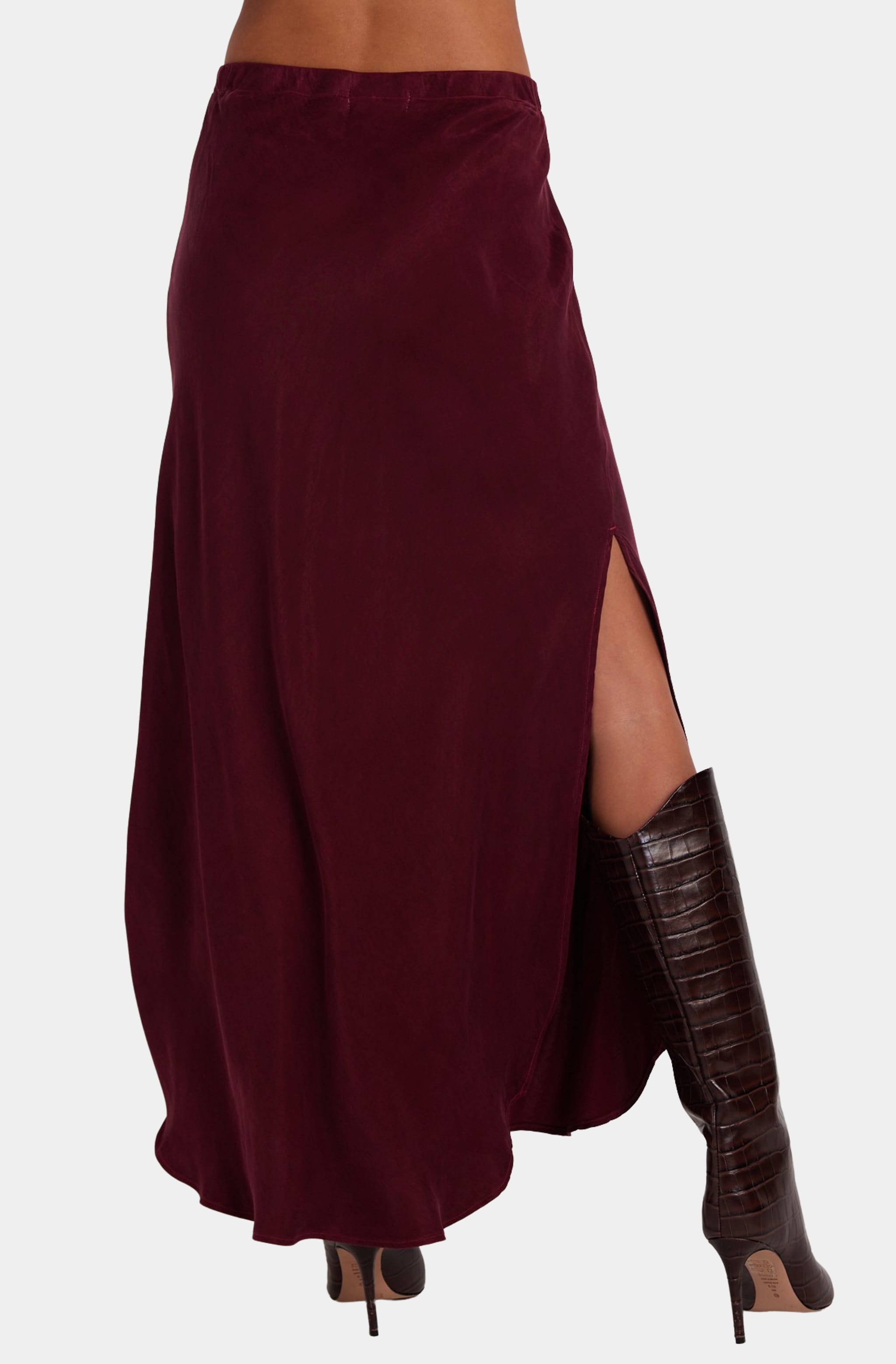 Asymmetric Side Slit Bias Skirt