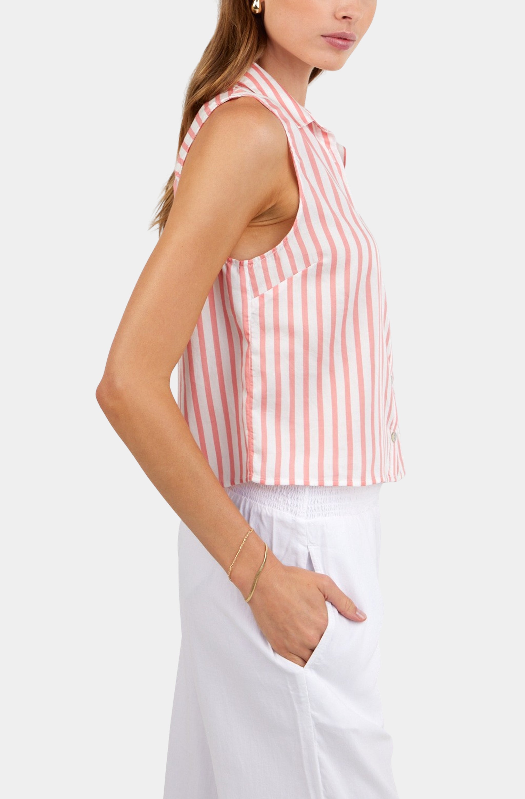 Clean Sleeveless Button Down