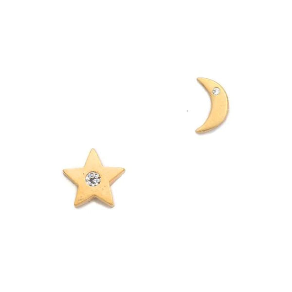 Star And Moon Studs