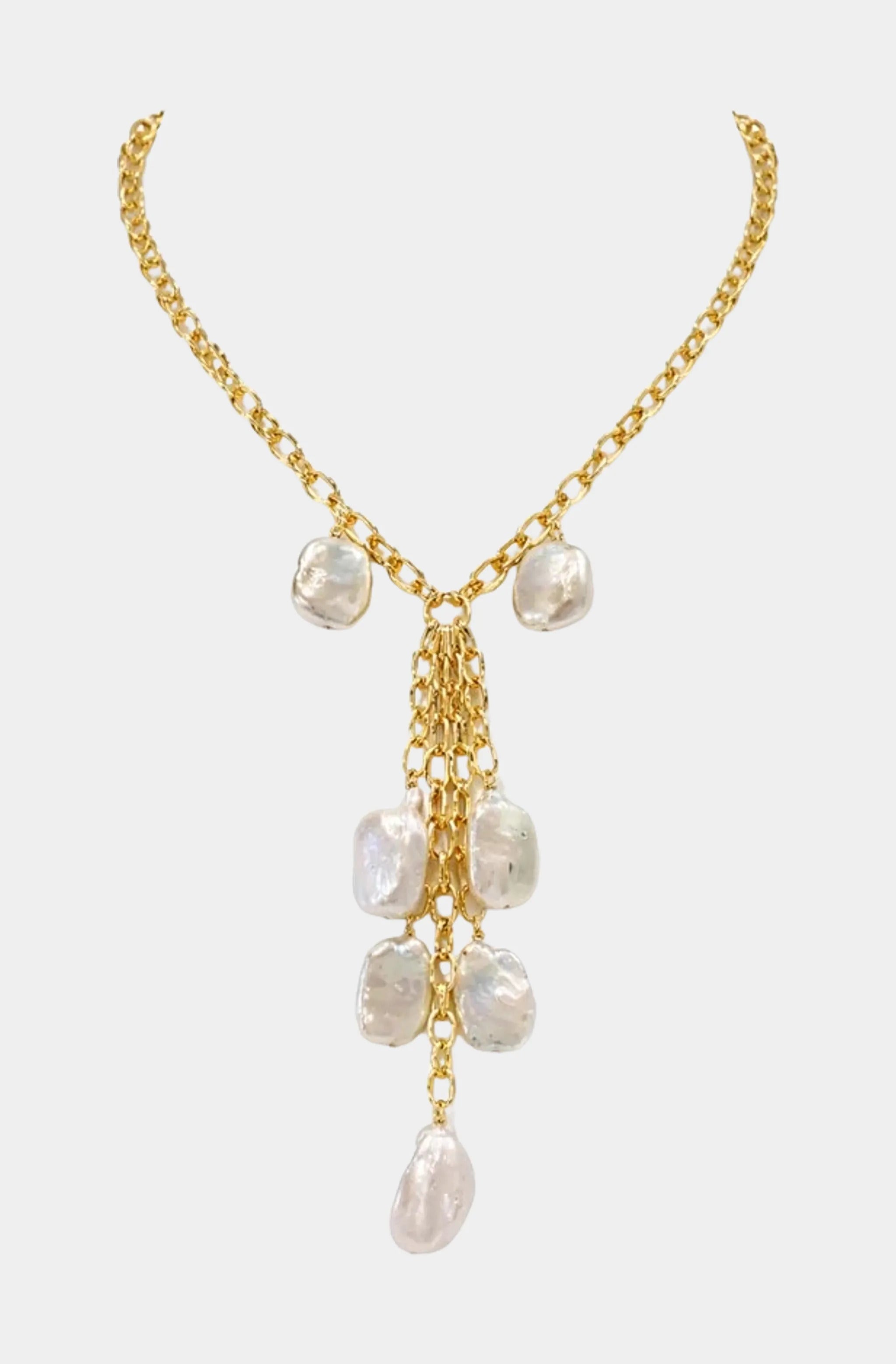 Mykonos Tassel Pearl Necklace