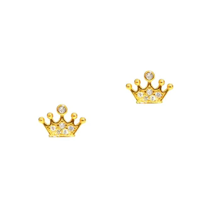 Crown Studs With Pave Cz Detail